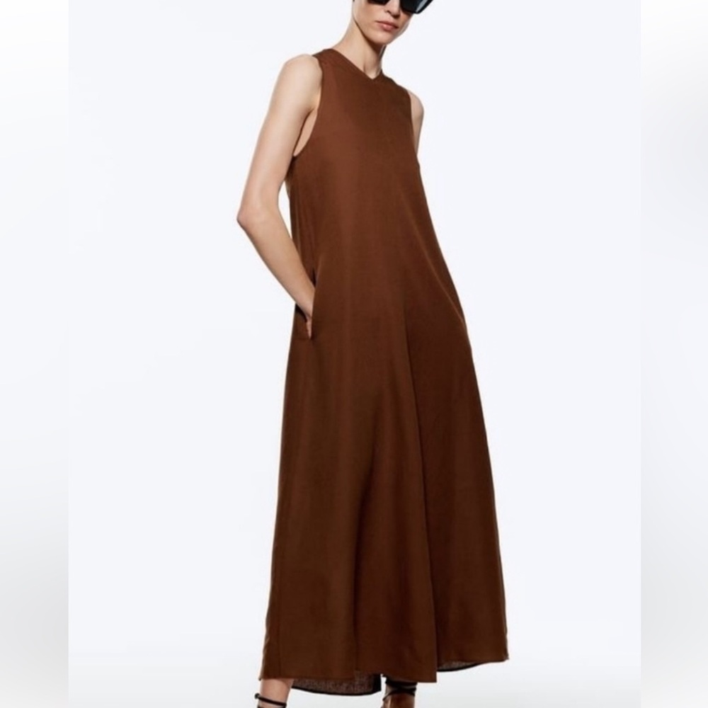 Zara Linen Blend Voluminous Dress